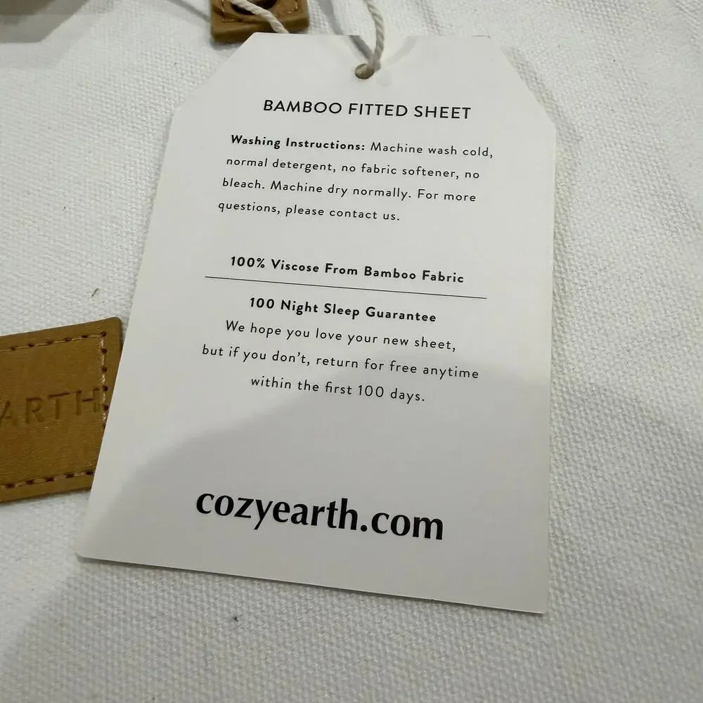 New Cozy Earth KING Size White Fitted Sheet, 100% Viscose from Bamboo, Free Tote